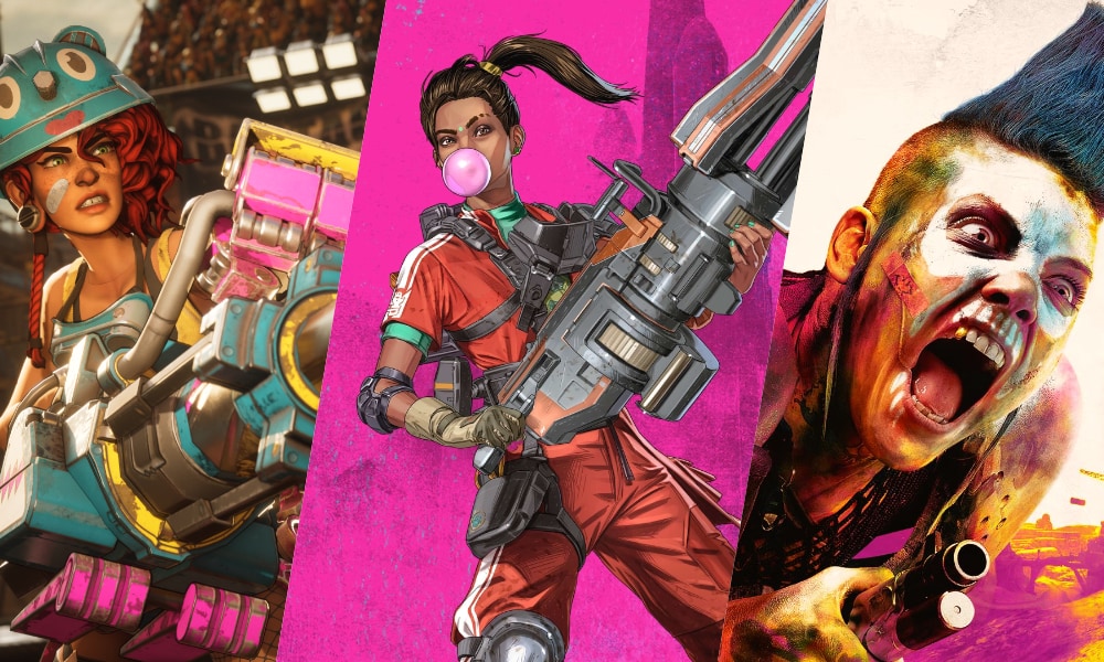 Collage showing characters from three different video games sharing a similar aesthetic.